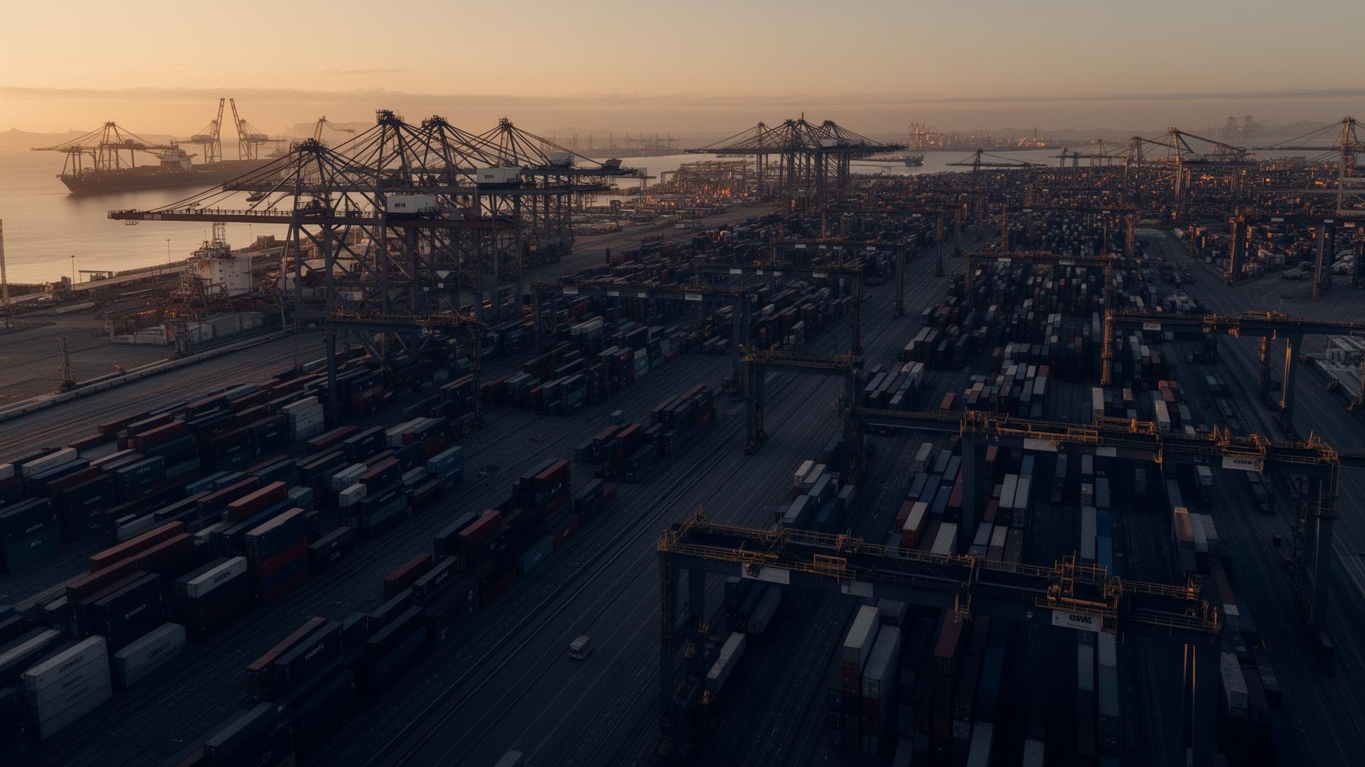 Aerial view of industrial port infrastructure